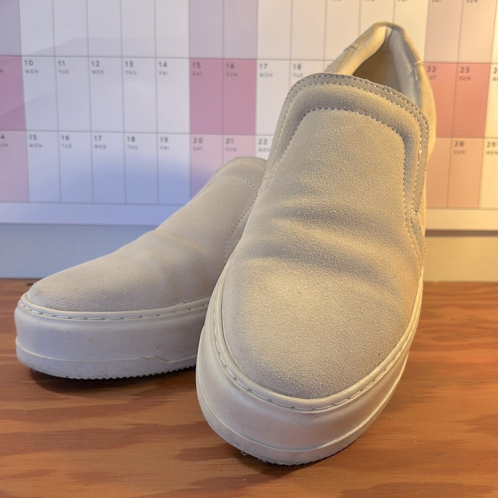 Vagabond, cream suede platform slip ons EUV
